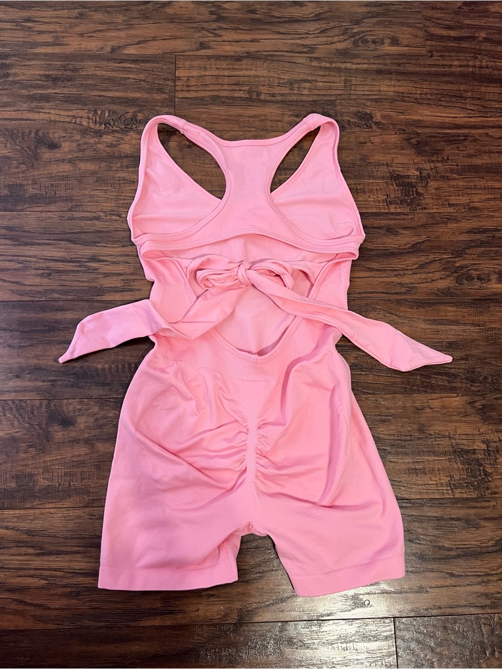 SHEIN Pink Racerback Stretch Romper - Picture 2 of 2